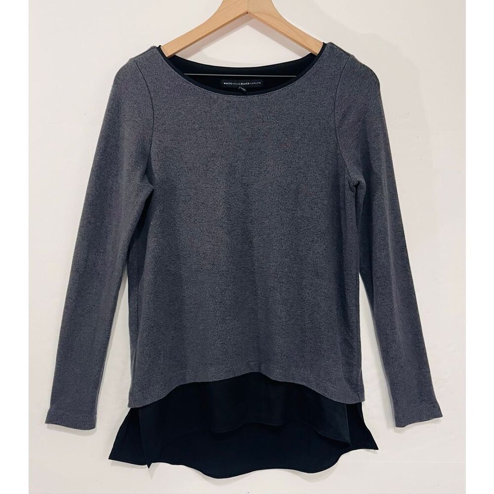 White House Black Market Gray With Black Lining Two Layer Top   Size S
